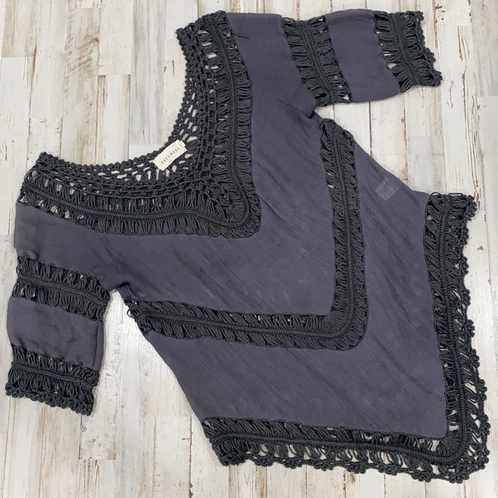 Dreamers Gray Crochet Swim Beach Cover up size Medium